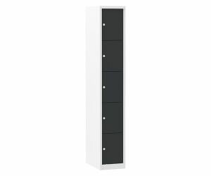 Lockerkast Basic 1.5 wit met zwarte deuren